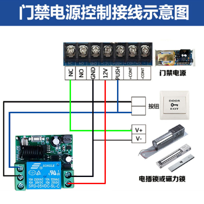 5V-24V5A通電即發射無線遙控開關單路門禁電控鎖燈具電動門控制器
